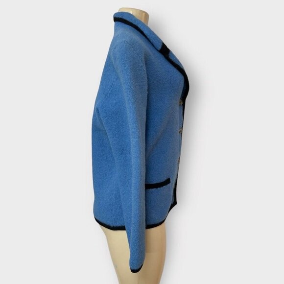 Vintage HAMMER-GEWALKT Orig. Dachstein Blue Cardigan Heavy Wool Sweater - Picture 5 of 16